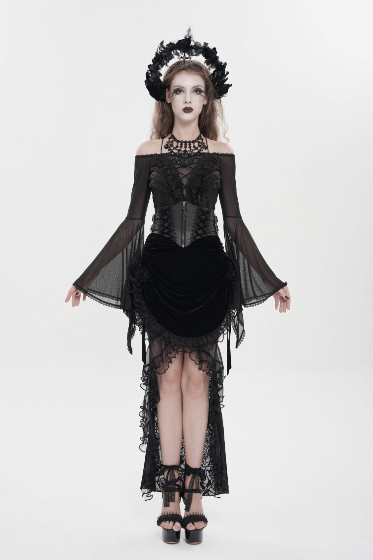 Women's Gothic Zip Girdle Accessory with Crochet Lace-Up, Slim Fit and Zipper