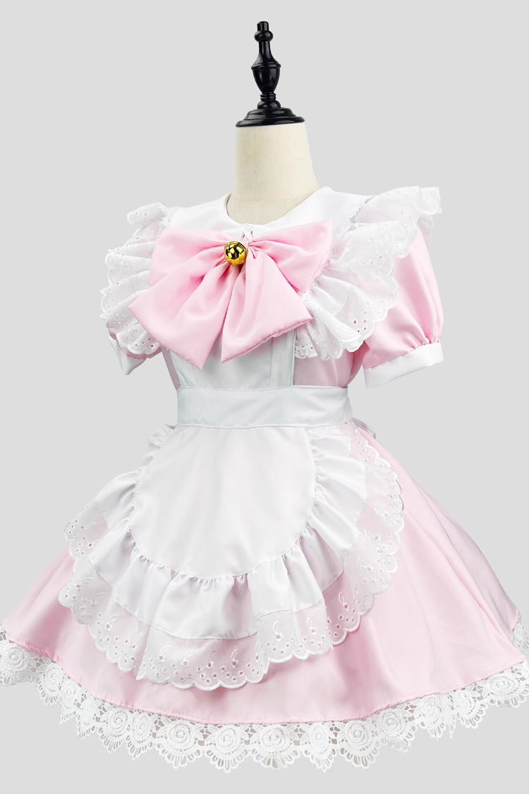 Sweet Plus Size Lolita Dress Set with Ruffles and Bowknot - Maid Style - Two Tones