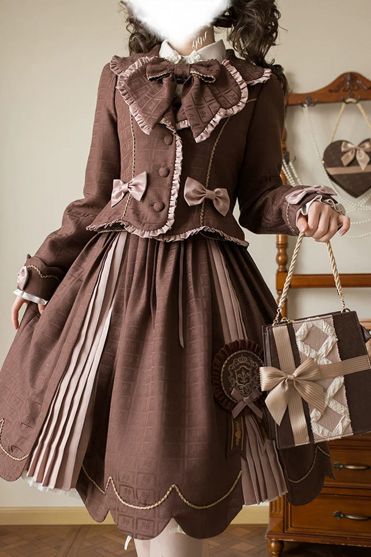 Classic Lolita JSK Dress and Skirt with Embroidered Bow Lace-Up