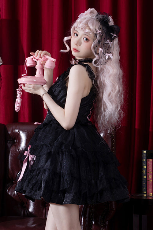 Romance Overture Frill Bow High-Waist Sweet Lolita Jumper Dress