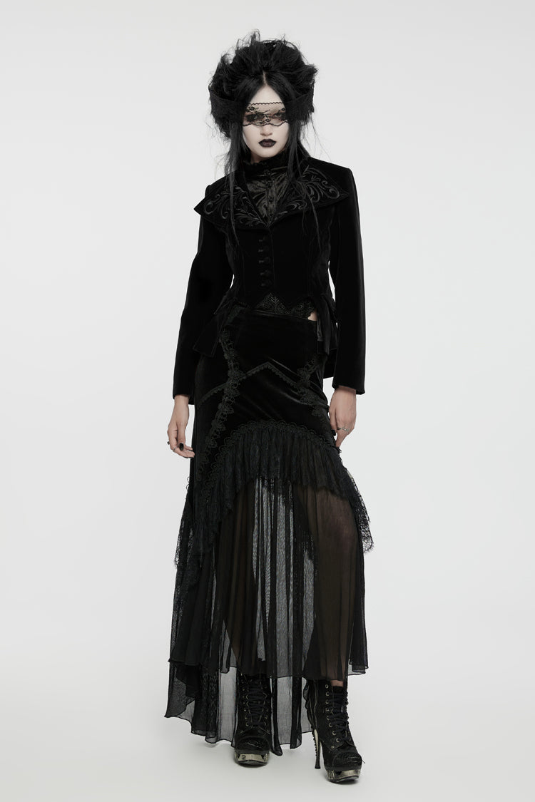 Gothic Velvet Jacket with Swallow-Tailed Hem