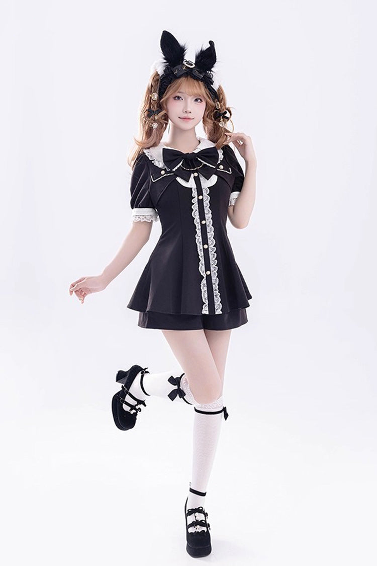 Japanese Jirai Kei Outfit with Bowknot Details