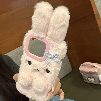 Jolie coque de téléphone en peluche lapin KI686