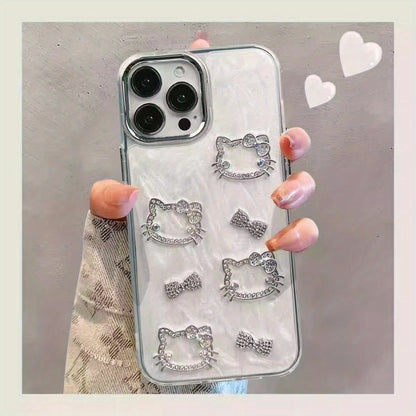 Kawaii White Kitty Electroplated Protective Case
