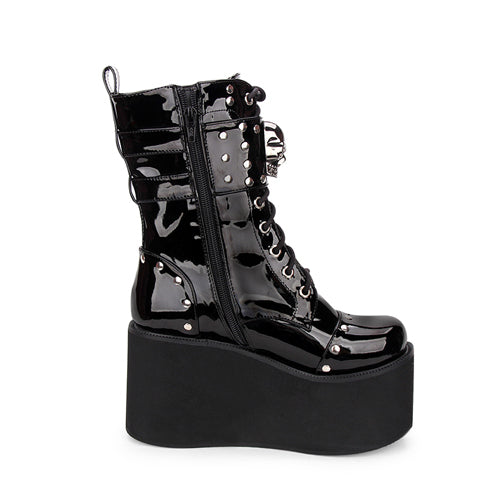 Dark Side-Zip Skull Motif Victorian Boots