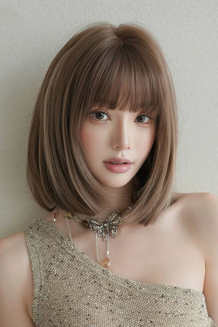 Fluffy Clavicle Bob Lolita Wig with Natural Highlights
