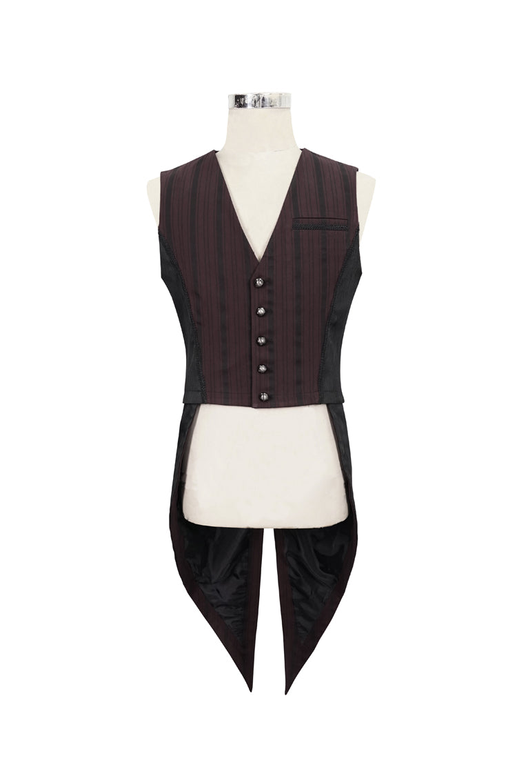 Burgundy Punk Tailcoat with Detachable Swallowtail and Texture