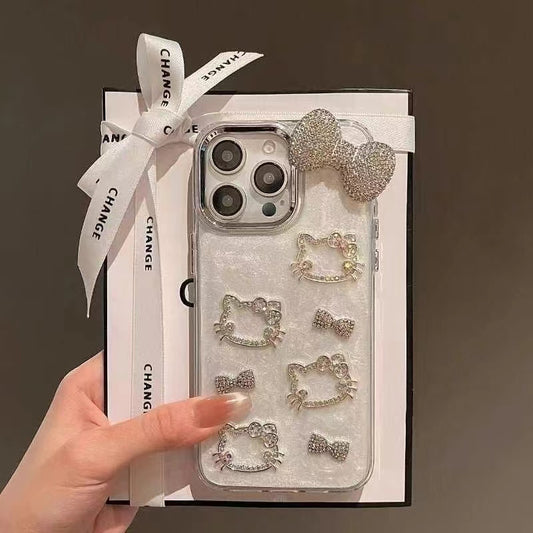 Kawaii White Kitty Electroplated Protective Case
