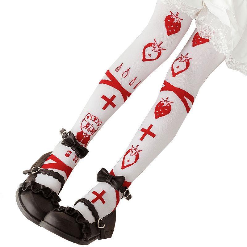 Emergency Berry Stockings - berries, berry, cats, doctor, harajuku