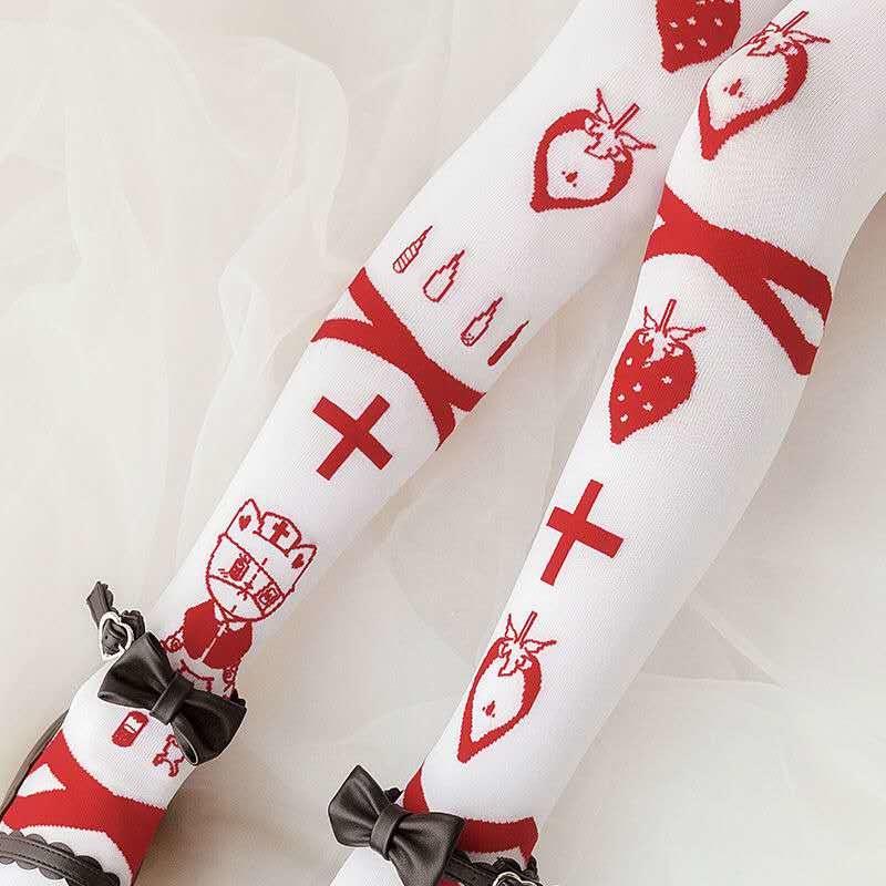 Emergency Berry Stockings - berries, berry, cats, doctor, harajuku