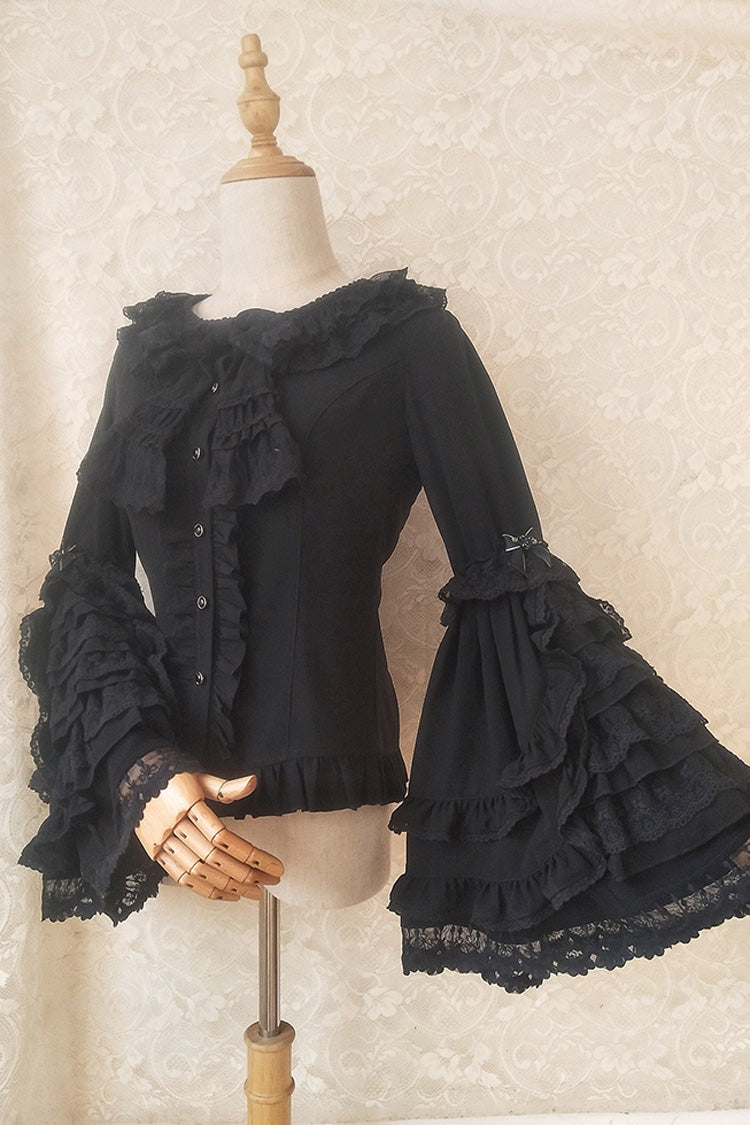 Flared Princess Sleeve Ruffle Bow Lace Gorgeous Lolita Top - 2 Hues