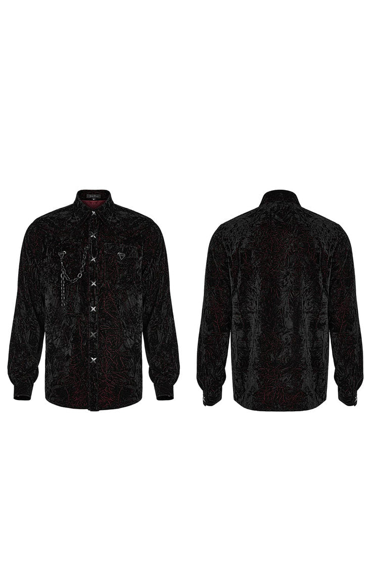Steampunk Men's Blouse with Stand Collar and Detachable Chain - Two Variants