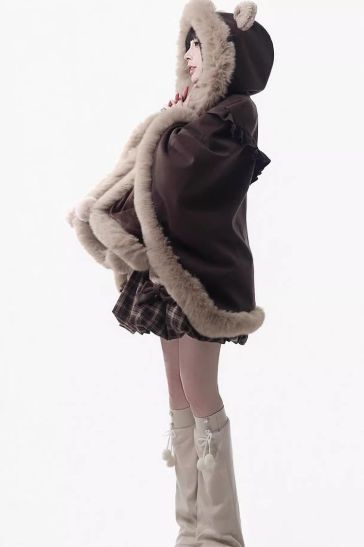 Chocolate Printed Ruffle Bow Strap Dress - Fluffy Little Bear