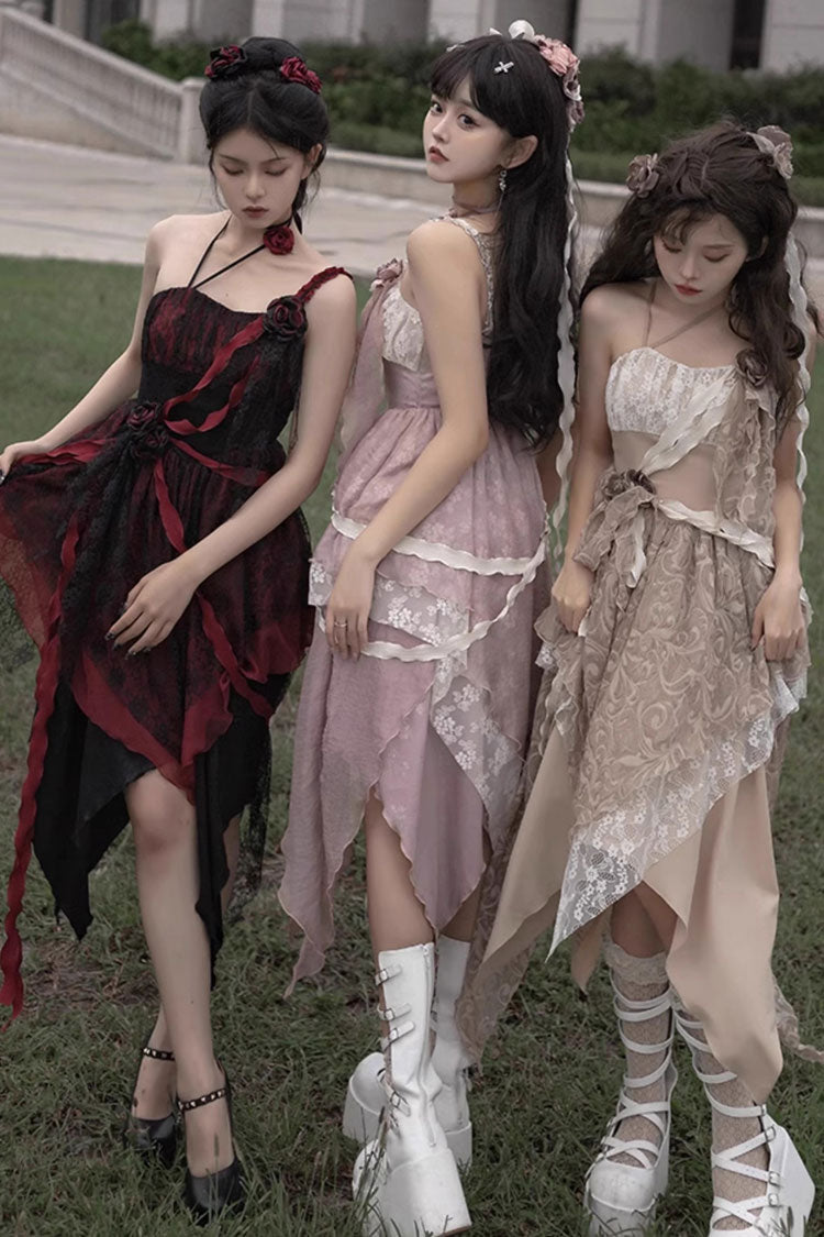 Wabi Sabi Stitched Irregular Asymmetric Gothic Lolita JSK Dress in 3 Colors