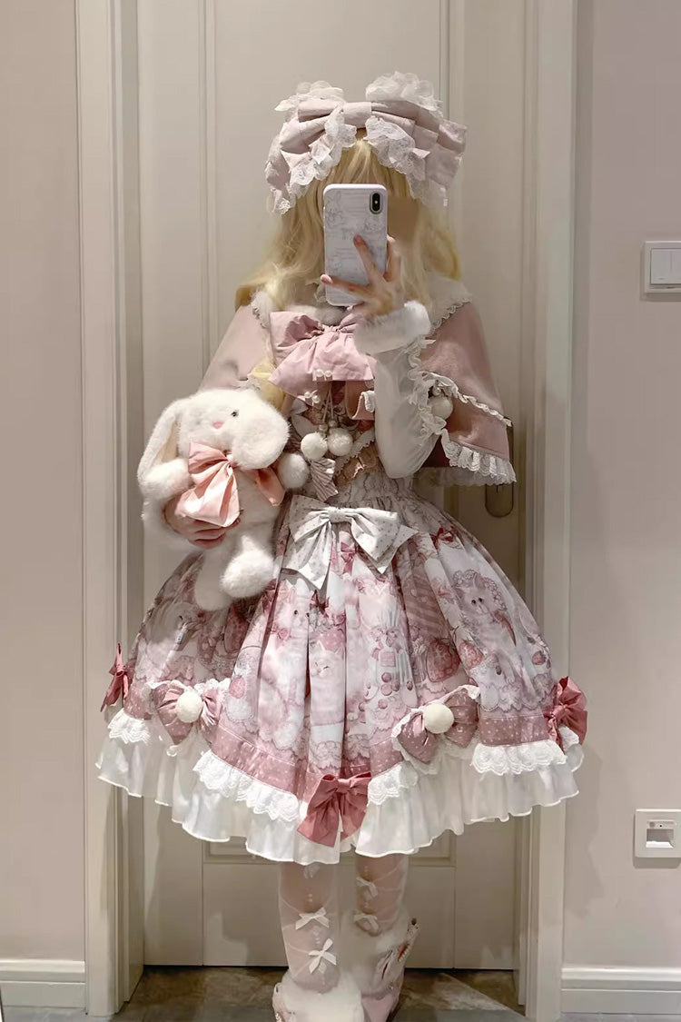 Cat Dessert House Print Ruffle Bow Lolita JSK Set