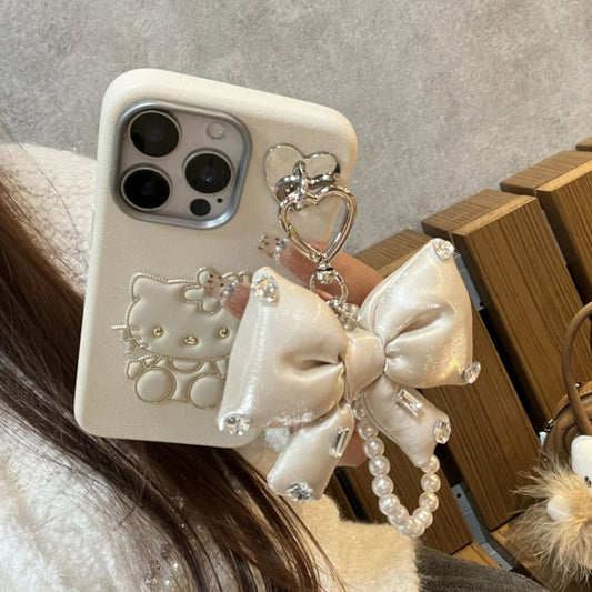 White Flower Cat Bow Phone Case KI702