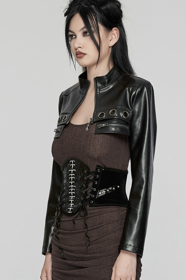 Lace-Up Skeleton Motif Underbust Corset for Women