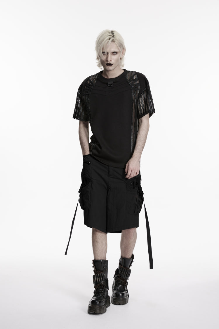 Zippered Punk Strappy Shorts with Pockets