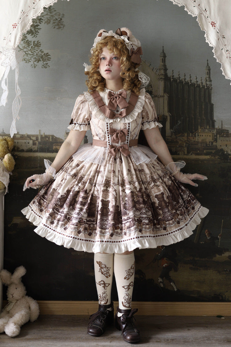 Daily Sweet Lolita Dress with Round Collar and Short Sleeves