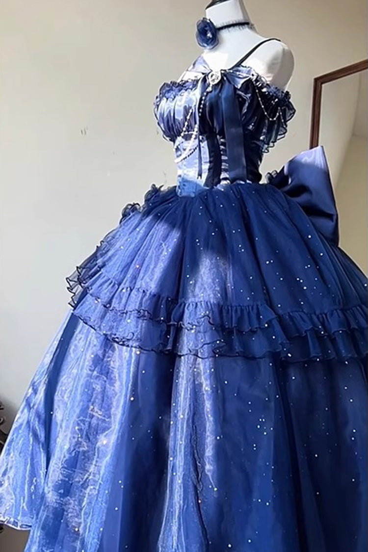 Off-Shoulder Asymmetric Ruffled Bow Elegant Princess Gown - Bright Stars