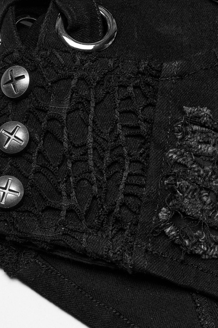 Punk Shorts with Studs and Ripped Details