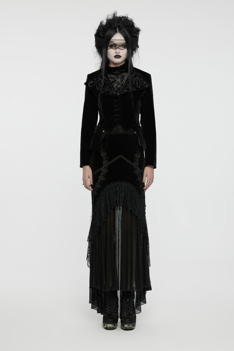 Gothic Velvet Jacket with Swallow-Tailed Hem
