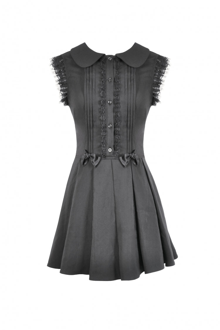 Peter Pan Collar Sleeveless Pleated Graduation Dress