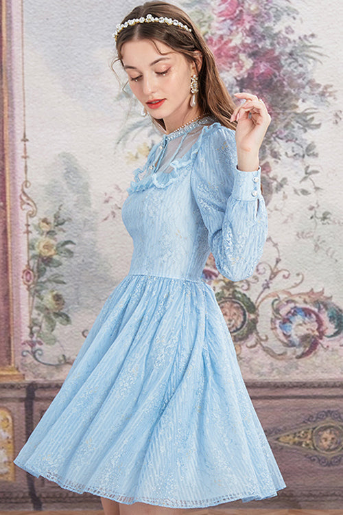 Vintage Round Collar Long Sleeve Lace Sweet Lolita OP Dress