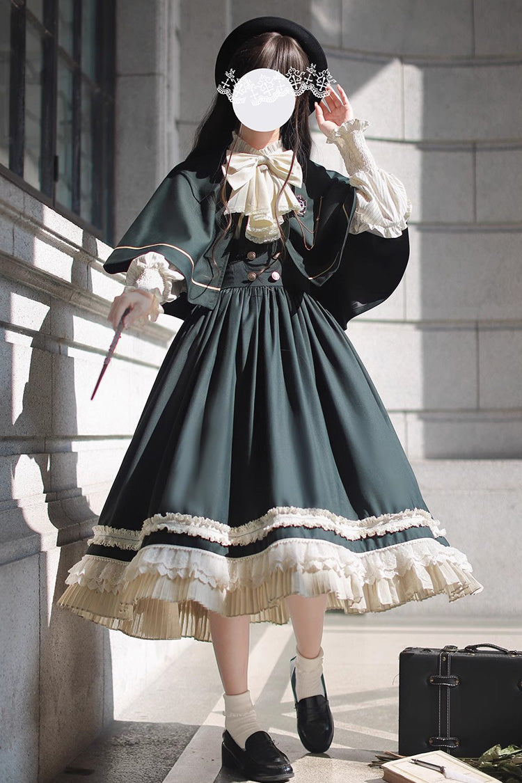 Emerald Artemis SP Ruffle Bow Lace College Style Elegant Lolita Jumper Gown