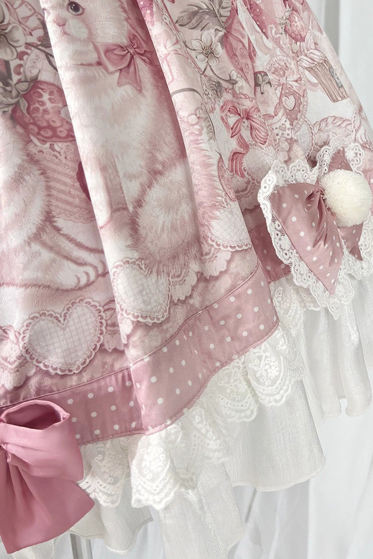 Cat Dessert House Print Ruffle Bow Lolita JSK Set