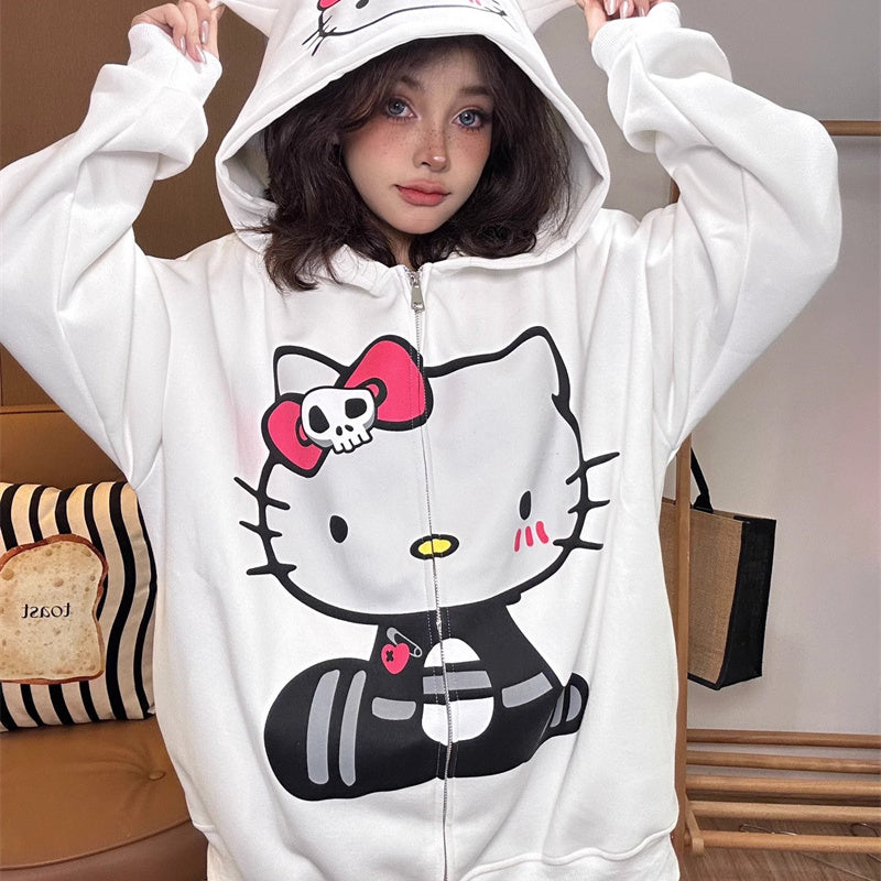 Sweat à capuche ample Spooky Kitty KI399