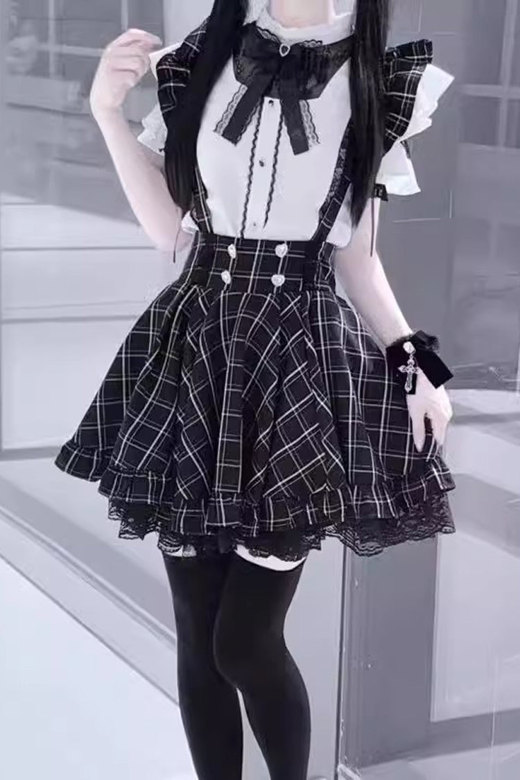Tartan Ruffle Lace Jirai Kei Japanese Dress