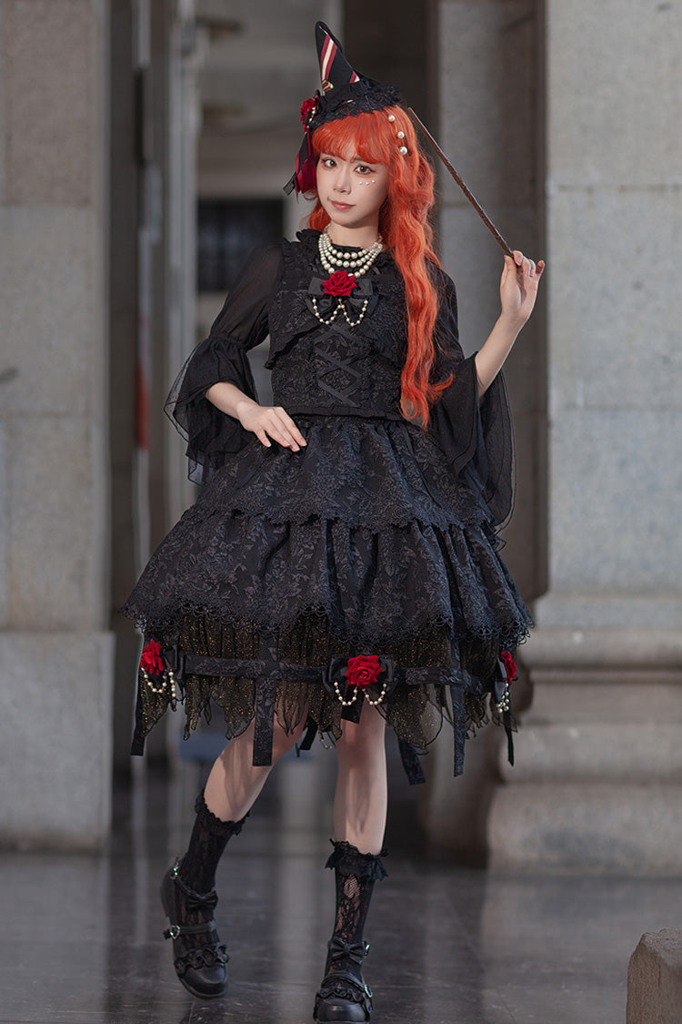 Double-Layered Ruffle Lace Gothic Skirt - Apprentice Witch