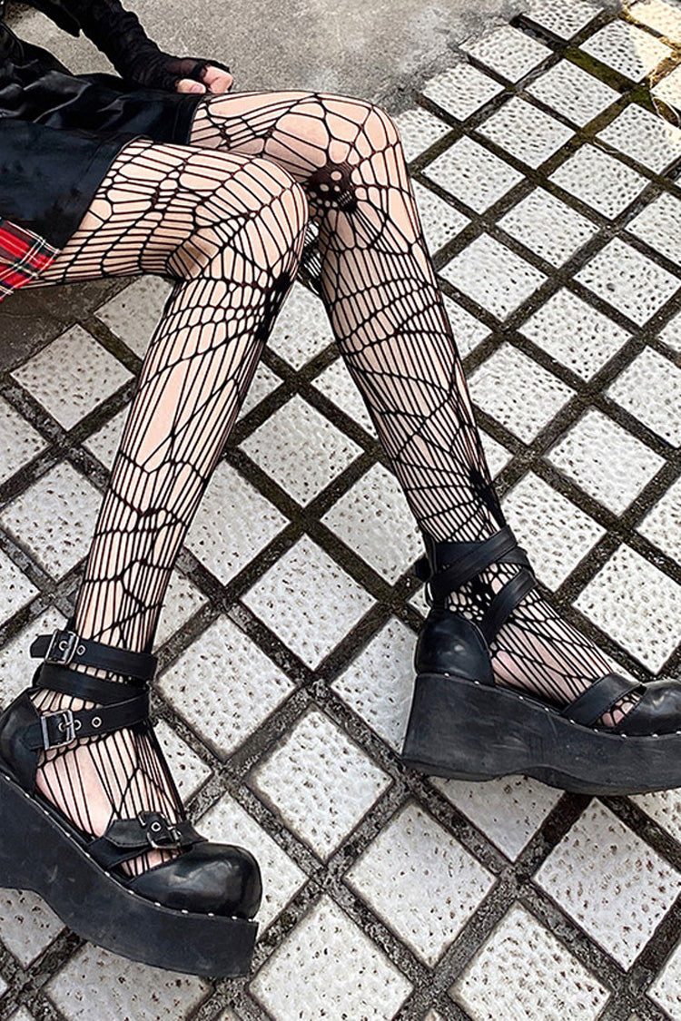 Halloween Skull-Pattern Sheer Gothic Tights