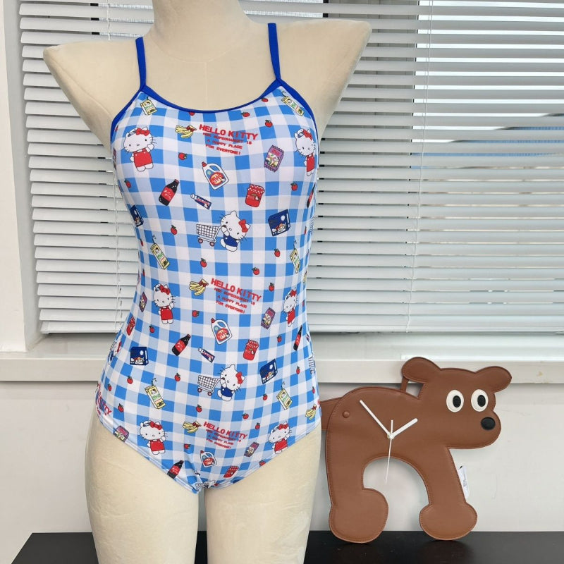 Maillot de bain à carreaux avec joli chat KI614