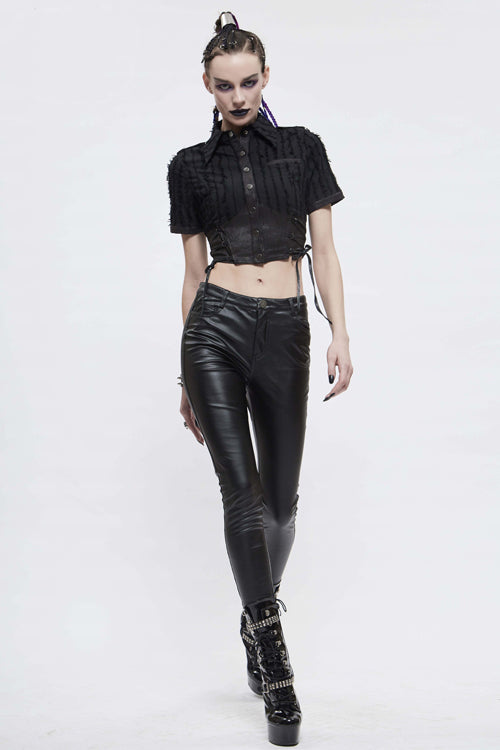 Tattered Short Sleeve Punk Blouse