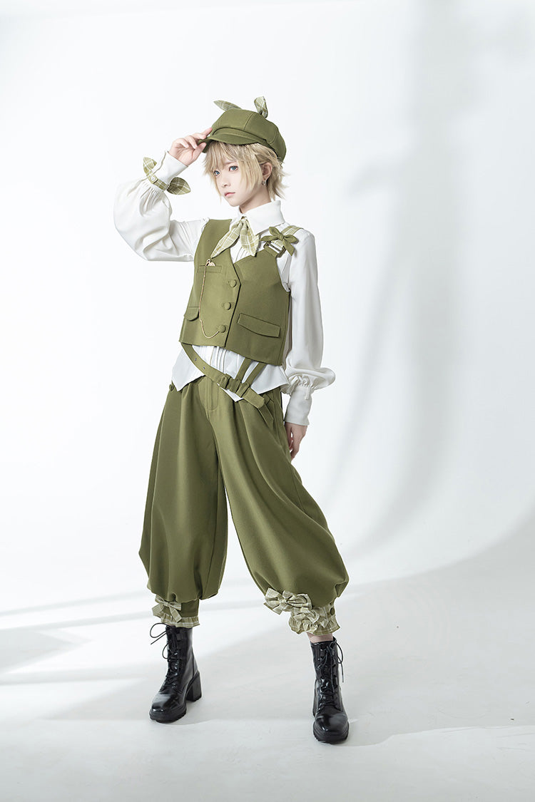 Ouji Lolita Vest - Matcha Green - Secret Morning Post - Cute and Handsome