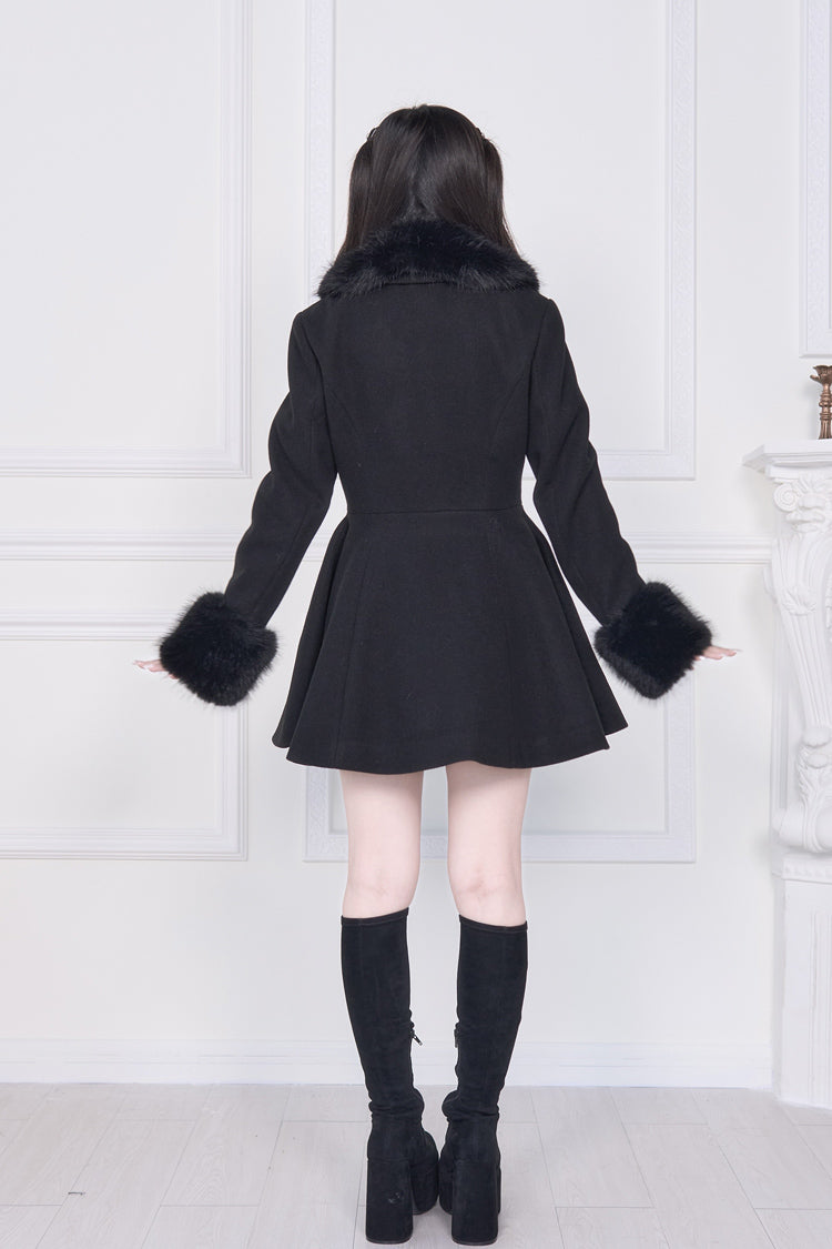 Sweet Lolita Coat with Bowknot and Plush Collar - Gothic Edge
