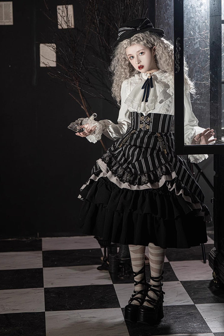 Multi-Layer Striped Ruffle Skirt for Lolita - Gothic Edge