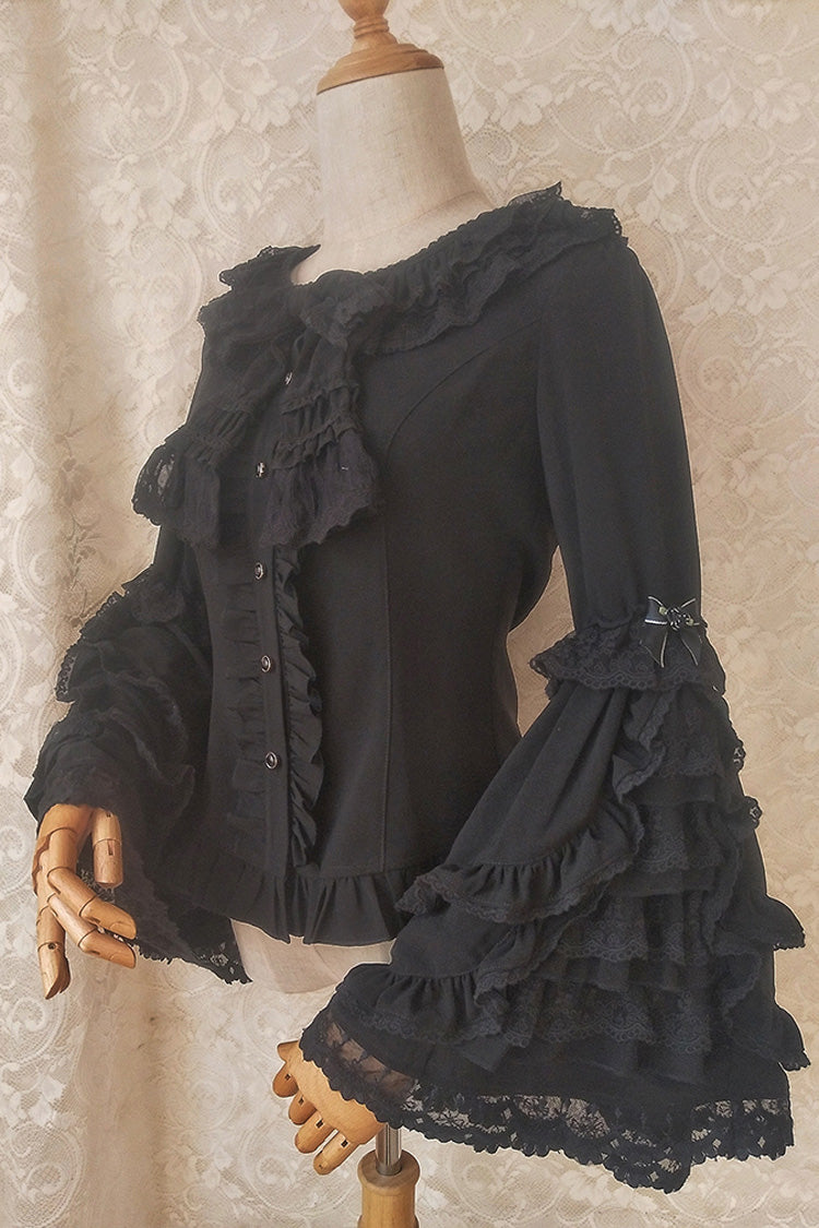 Flared Princess Sleeve Ruffle Bow Lace Gorgeous Lolita Top - 2 Hues