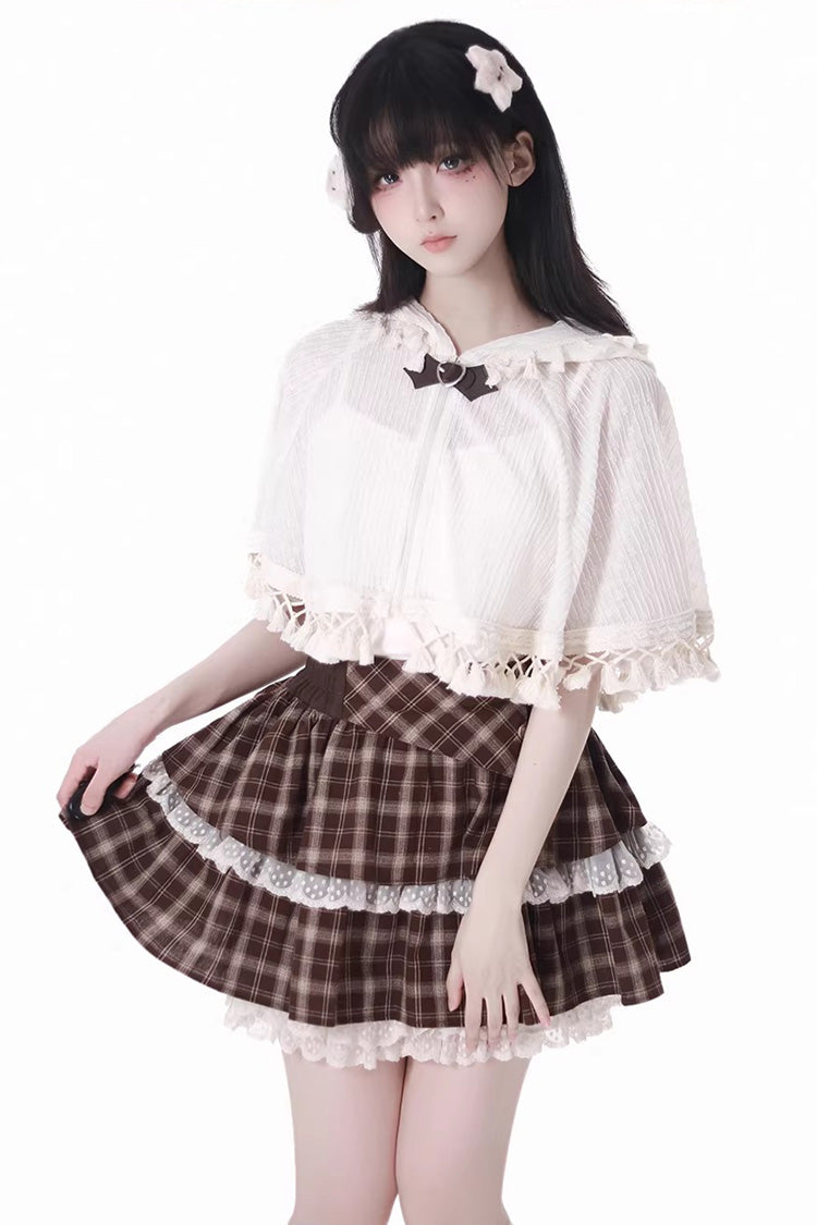 Sweet Lolita Skirt with Double-Layered Ruffles and Lace Splicing