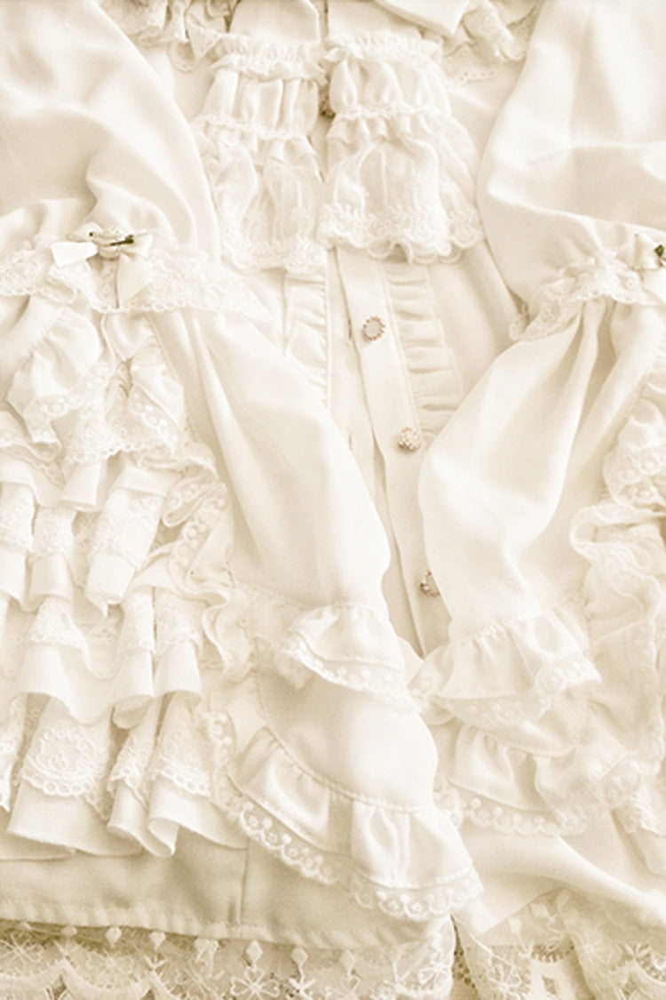Flared Princess Sleeve Ruffle Bow Lace Gorgeous Lolita Top - 2 Hues