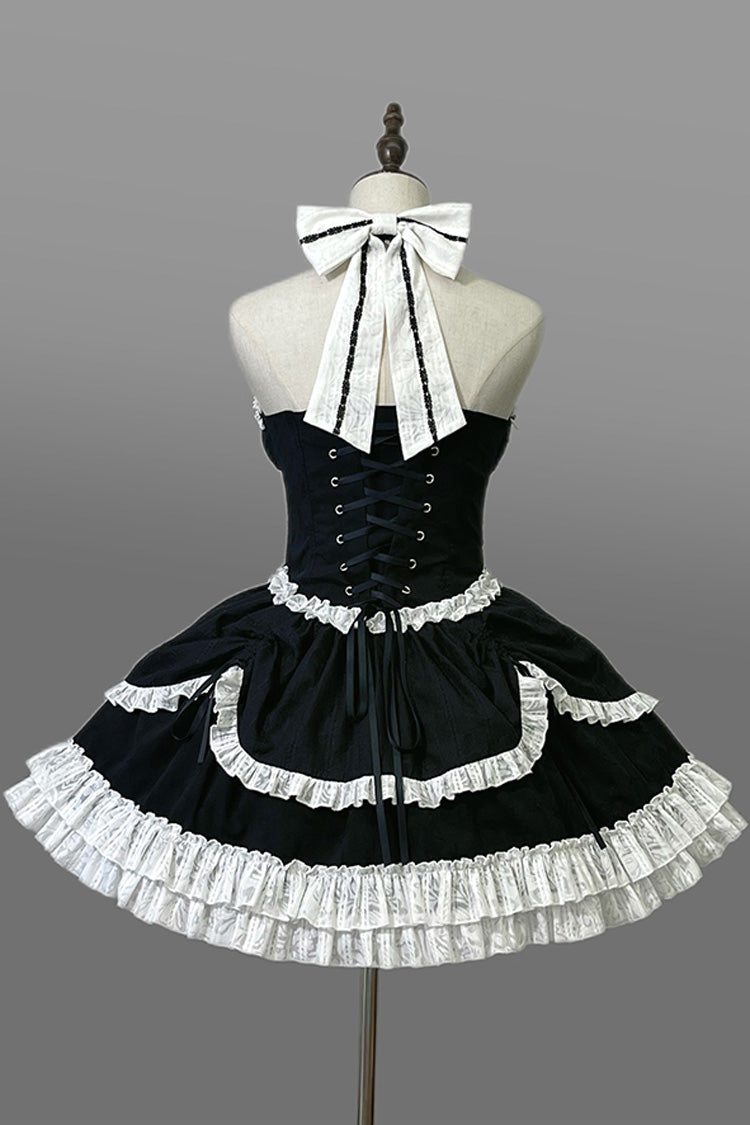 Princess Gothic Lolita Dress with Halterneck, Ruffle Bowknot and Lace Lace-Up