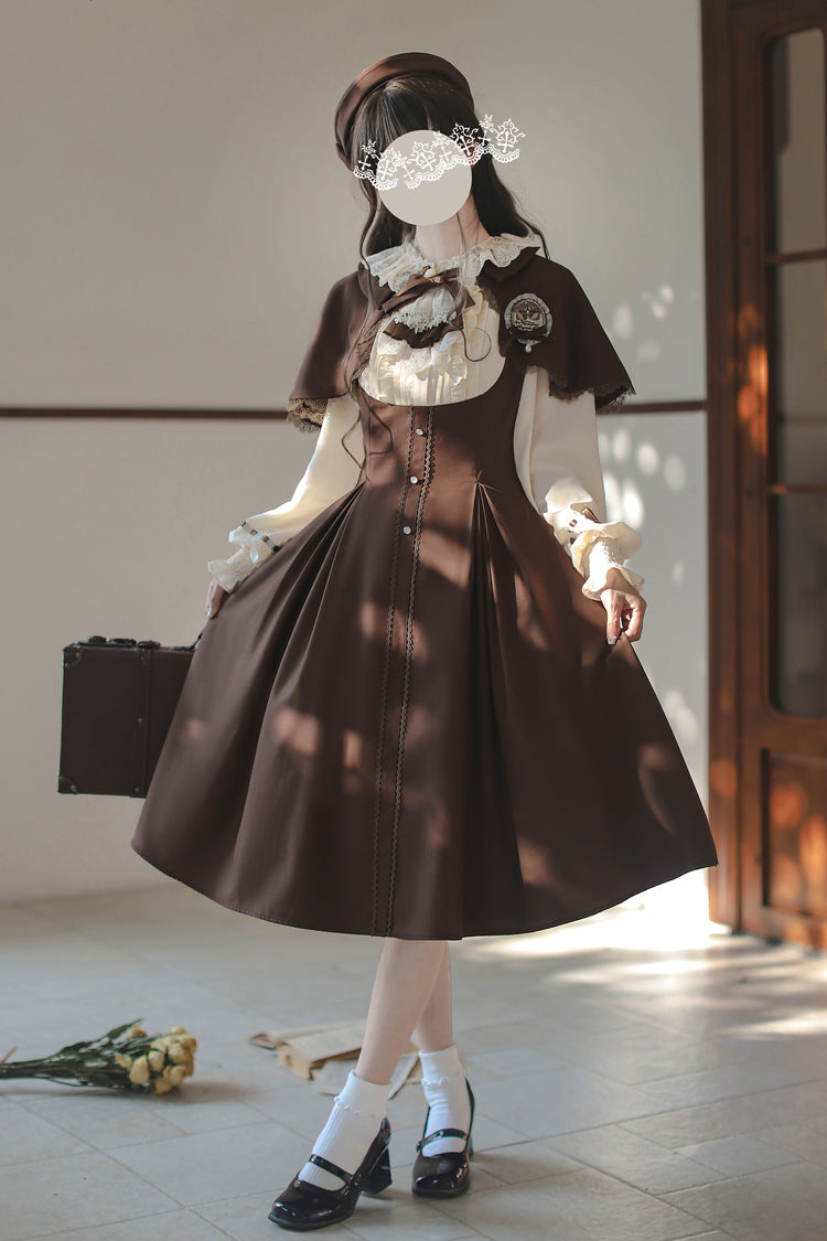 Vintage College Style Elegant Lolita Dress with Ruffle Details