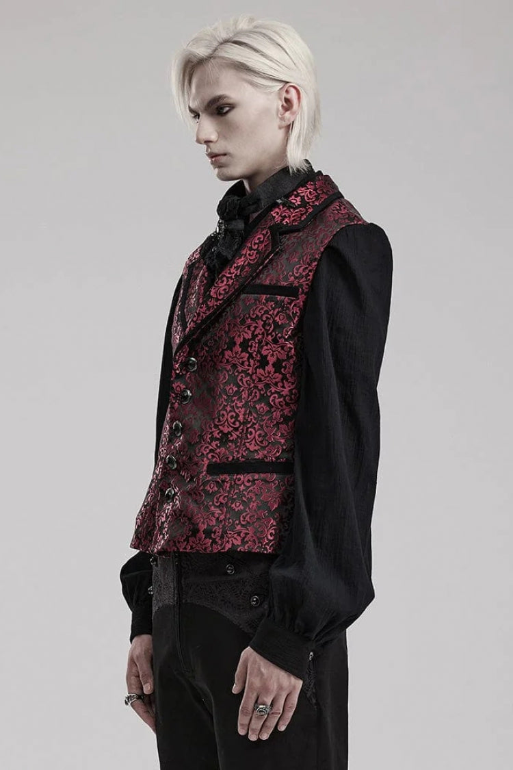 Gothic Men's Sleeveless Vest with Gem Buttons and V-Neck - Two Colorways