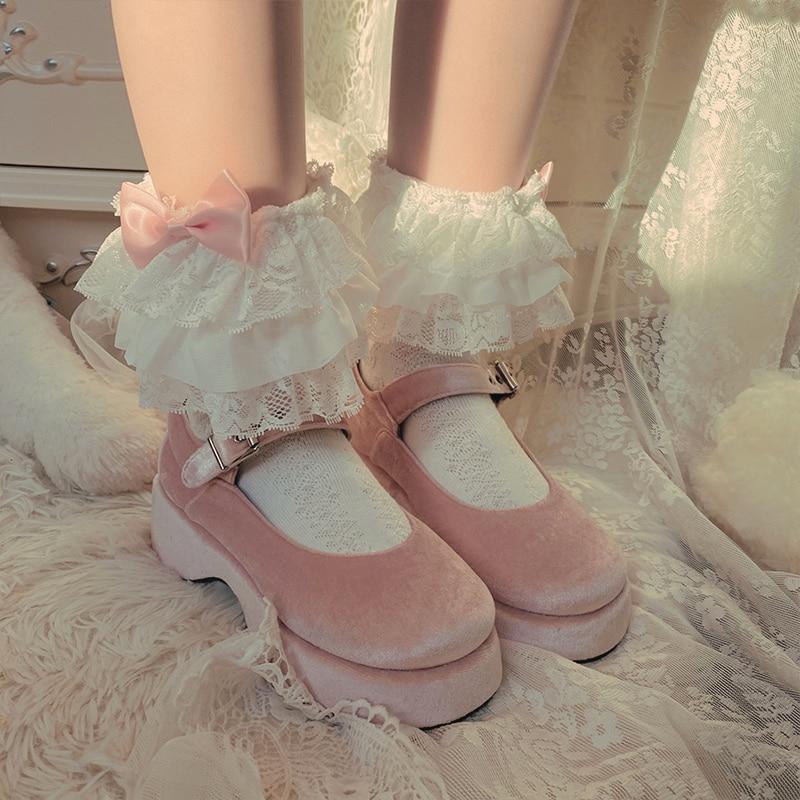 Fairy Ruffled Socks - ankle socks, cherries, cherry, cotton cute socks