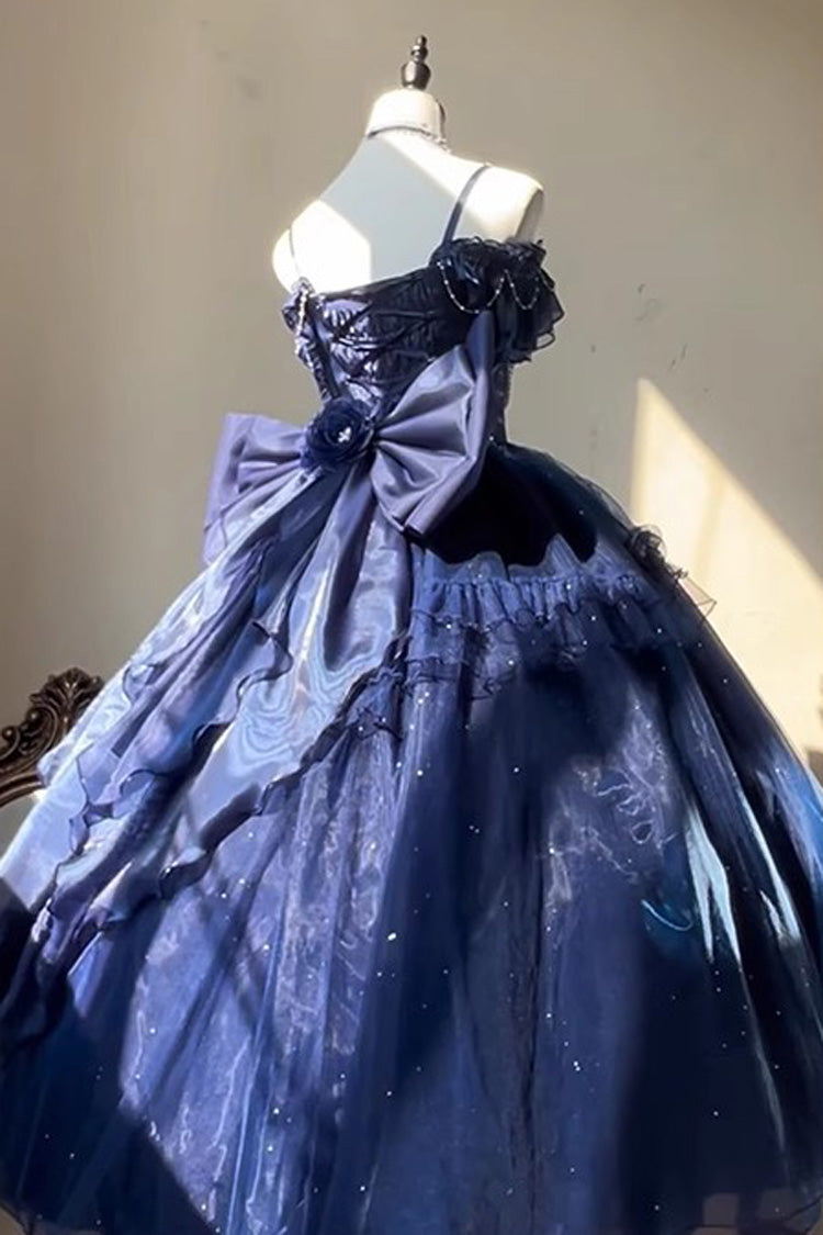Off-Shoulder Asymmetric Ruffled Bow Elegant Princess Gown - Bright Stars