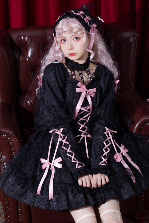 Romance Overture Frill Bow Long-Sleeve High-Waist Sweet OP Dress