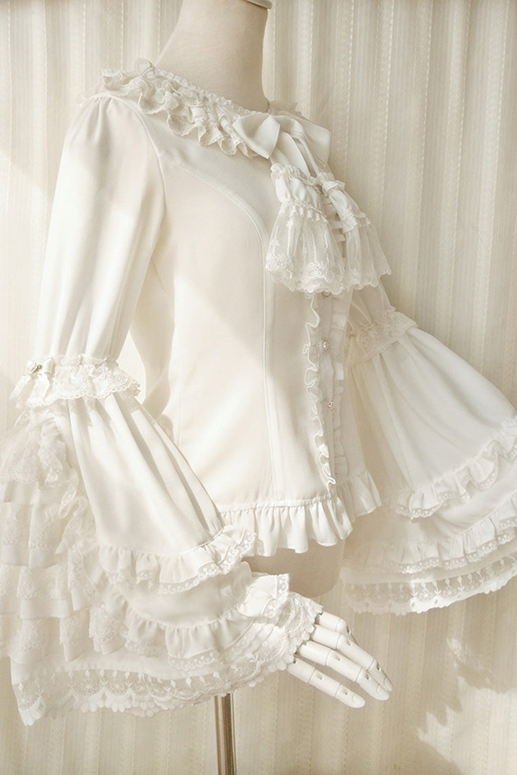 Flared Princess Sleeve Ruffle Bow Lace Gorgeous Lolita Top - 2 Hues