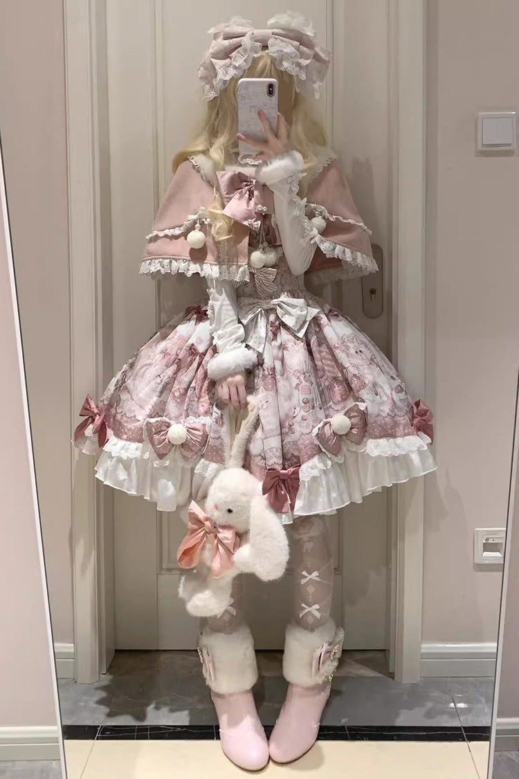 Cat Dessert House Print Ruffle Bow Lolita JSK Set